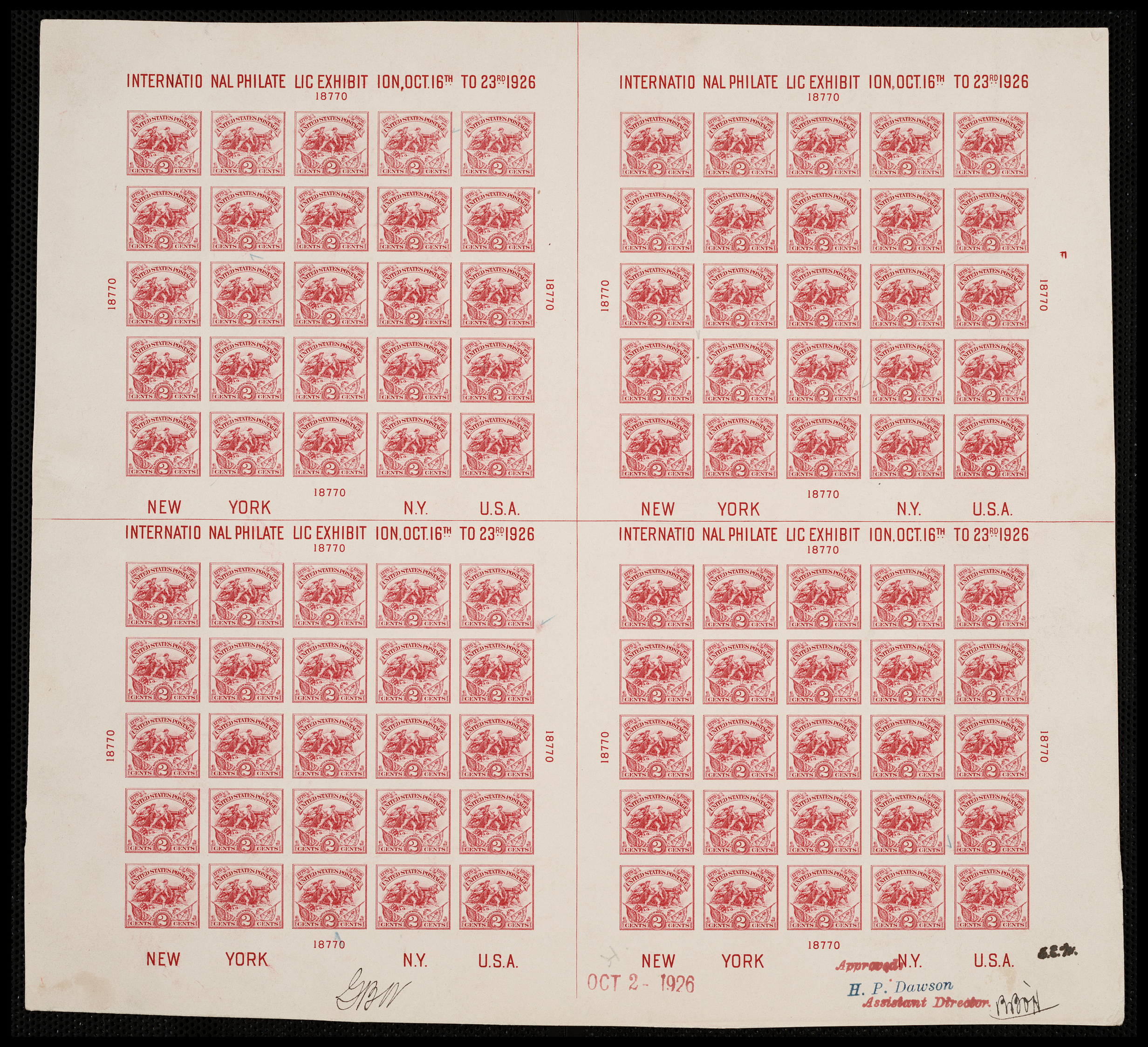 2c Battle of White Plains plate proof