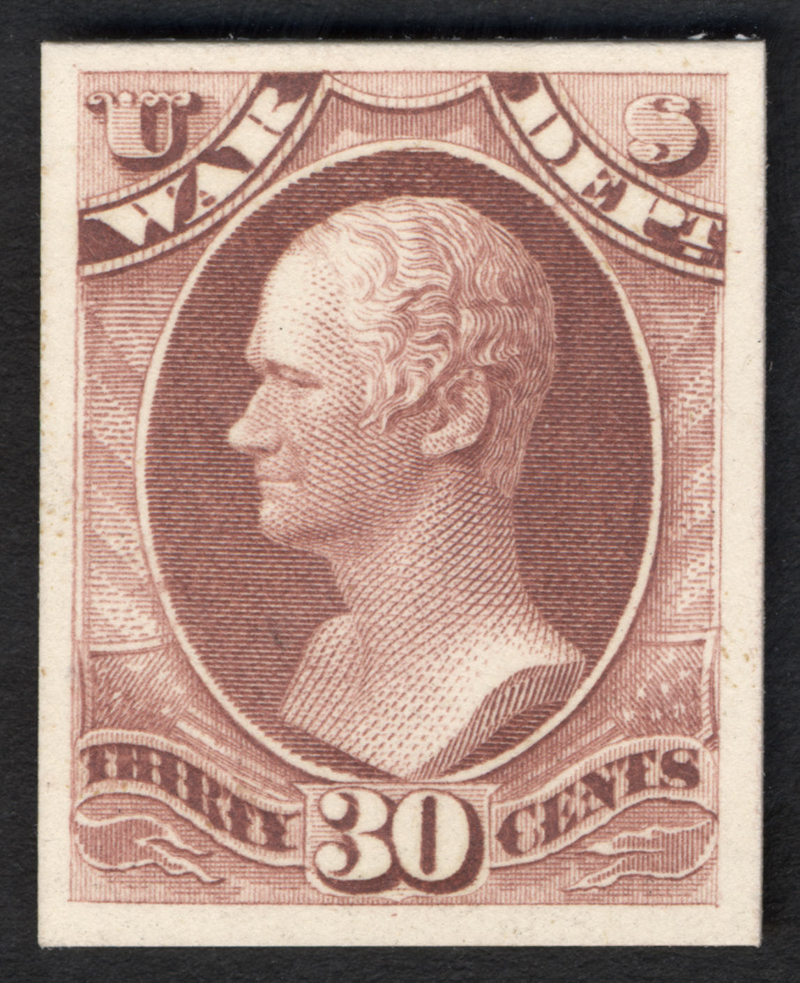 30c Alexander Hamilton War Department card plate proof