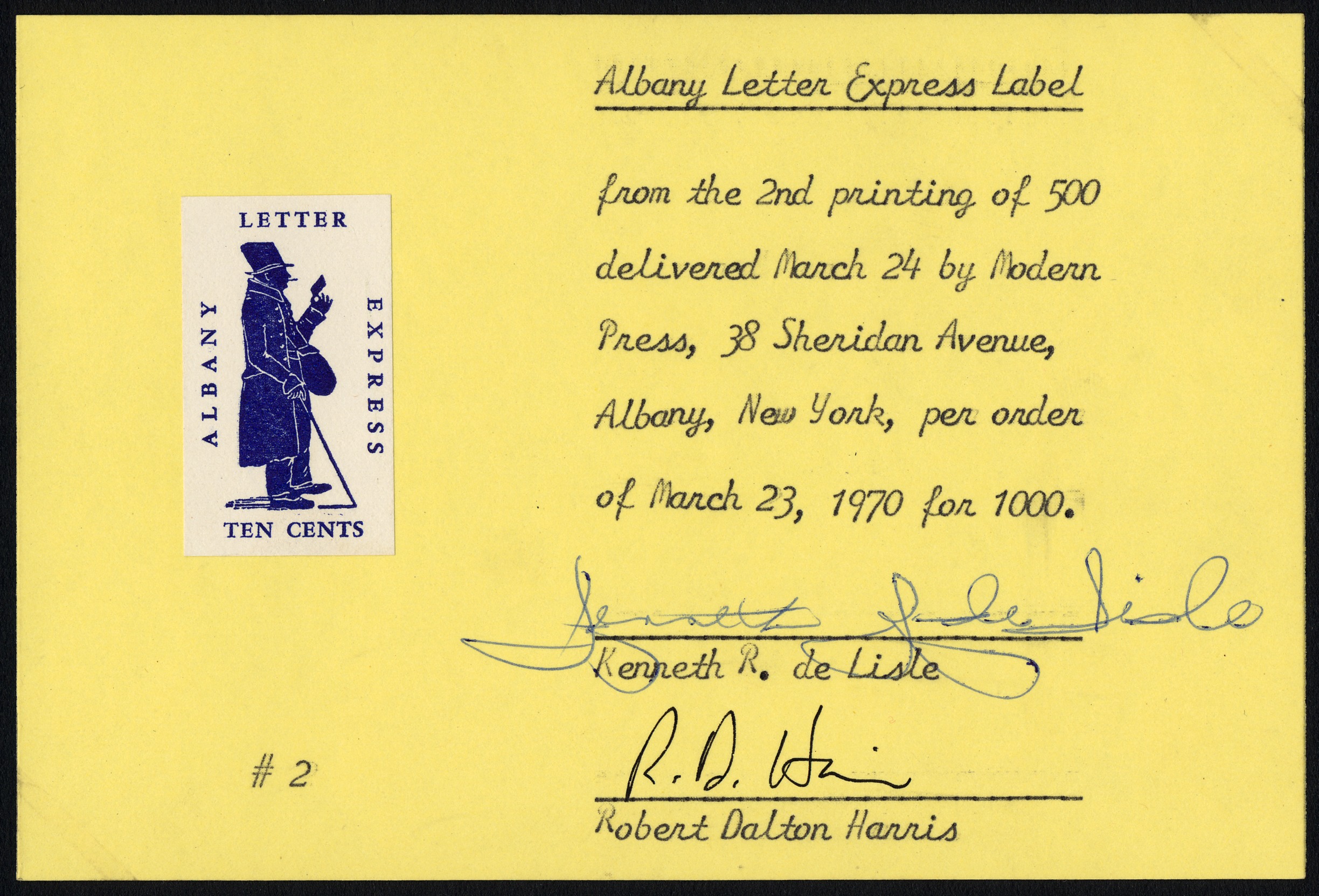 Albany Letter Express label from 2nd printing of 500