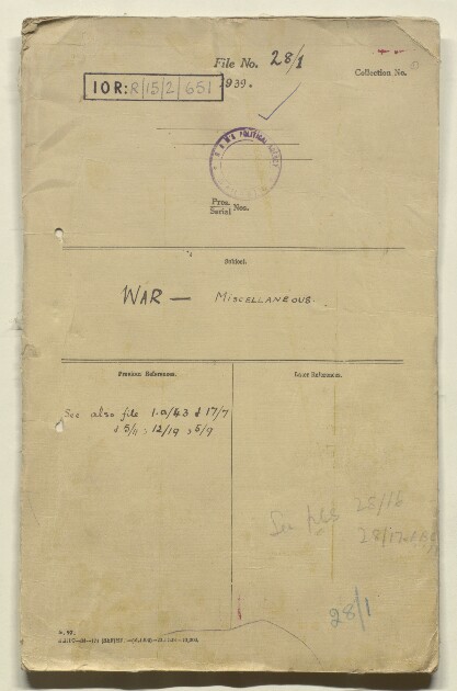 ‘File 28/1 War – Miscellaneous’