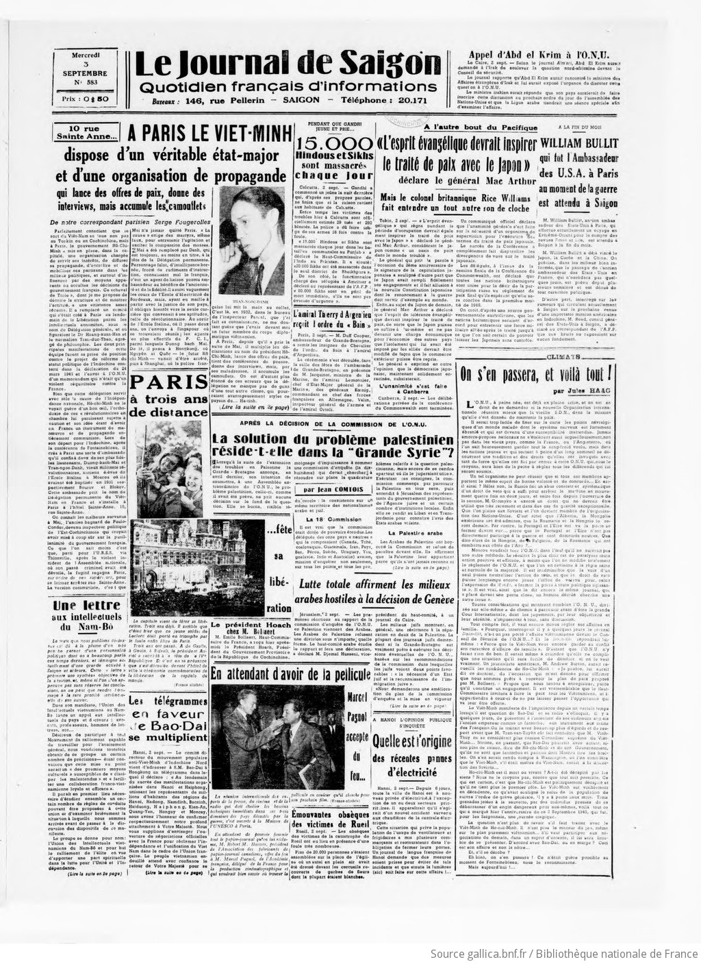 Le Journal de Saigon: quotidien français d'informations