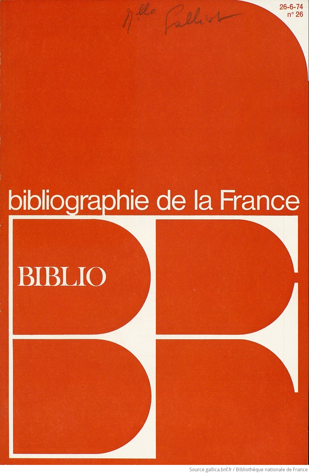 Bibliographie de la France, Biblio: journal officiel de la librairie