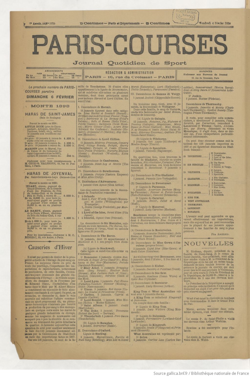 Paris-courses: journal quotidien de sport