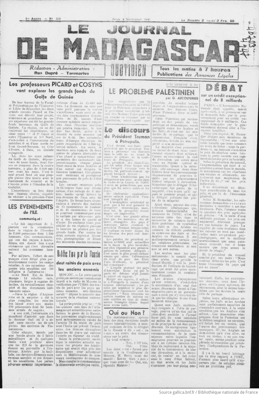 Le Journal de Madagascar: ancien XXe siècle: quotidien illustré d'information... ["puis" organe d'information économique et sociale "puis" organe de l'Action madécasse]