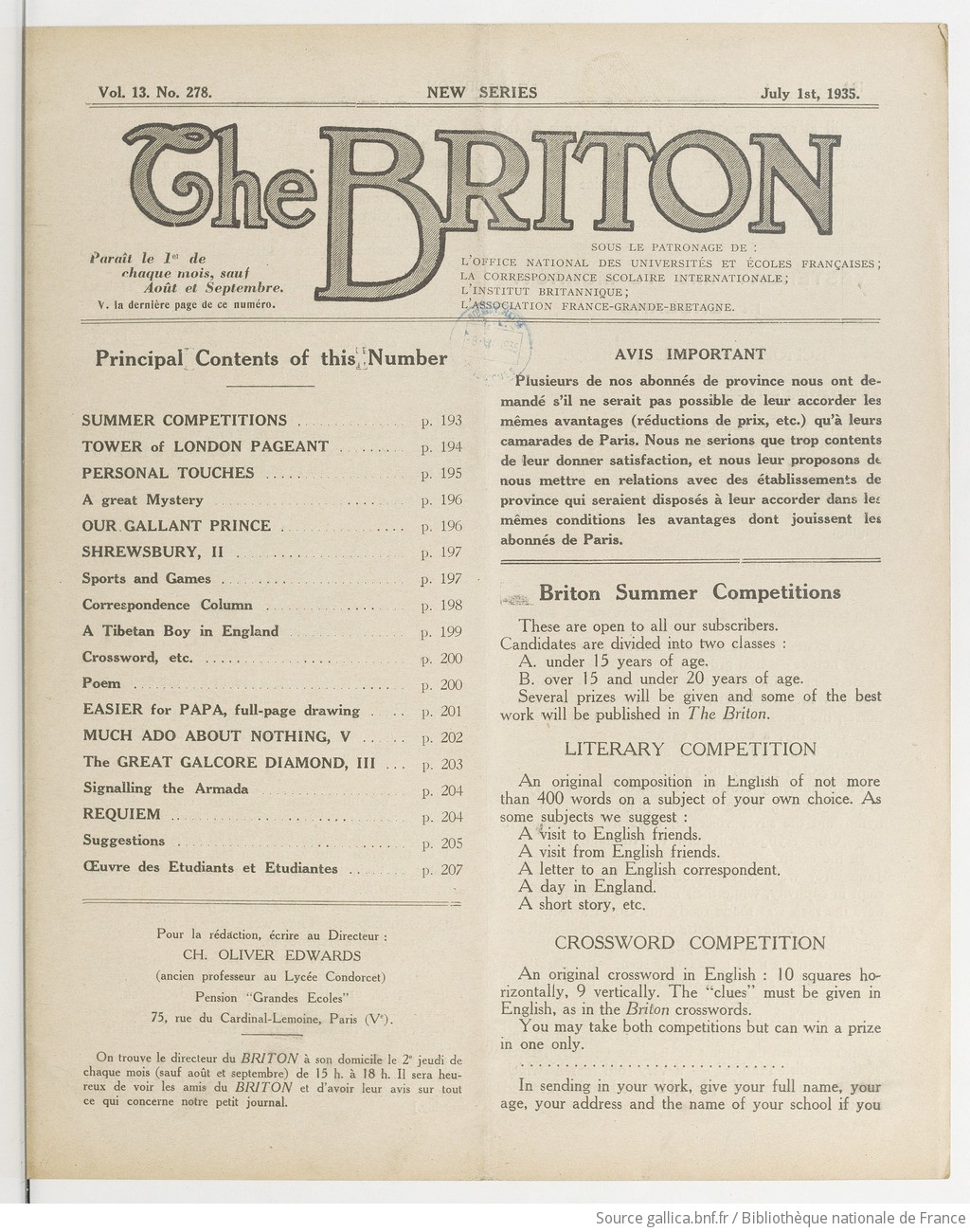 The Briton: an illustrated magazine published in Paris...: specially edited for French readers