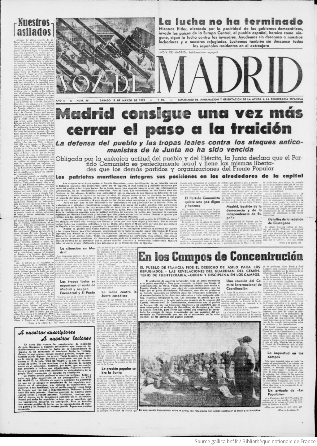 Voz de Madrid: semanario de informacion y orientacion de la ayuda a la democracia española