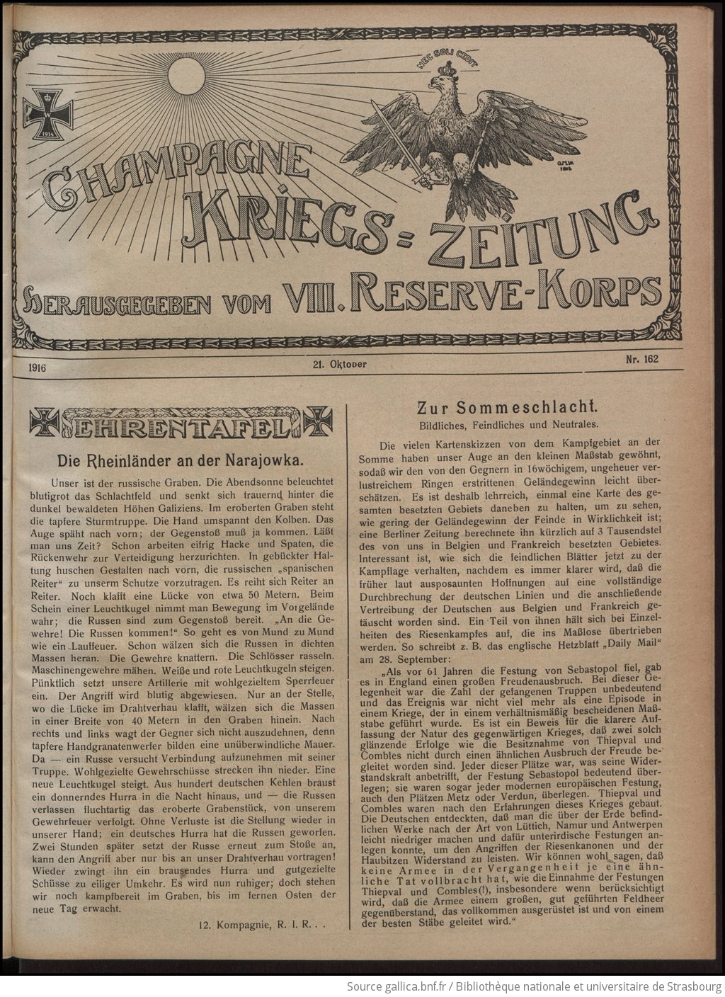 Champagne-Kriegs-Zeitung / Hrsg. Vom 8. Reserve-Korps
