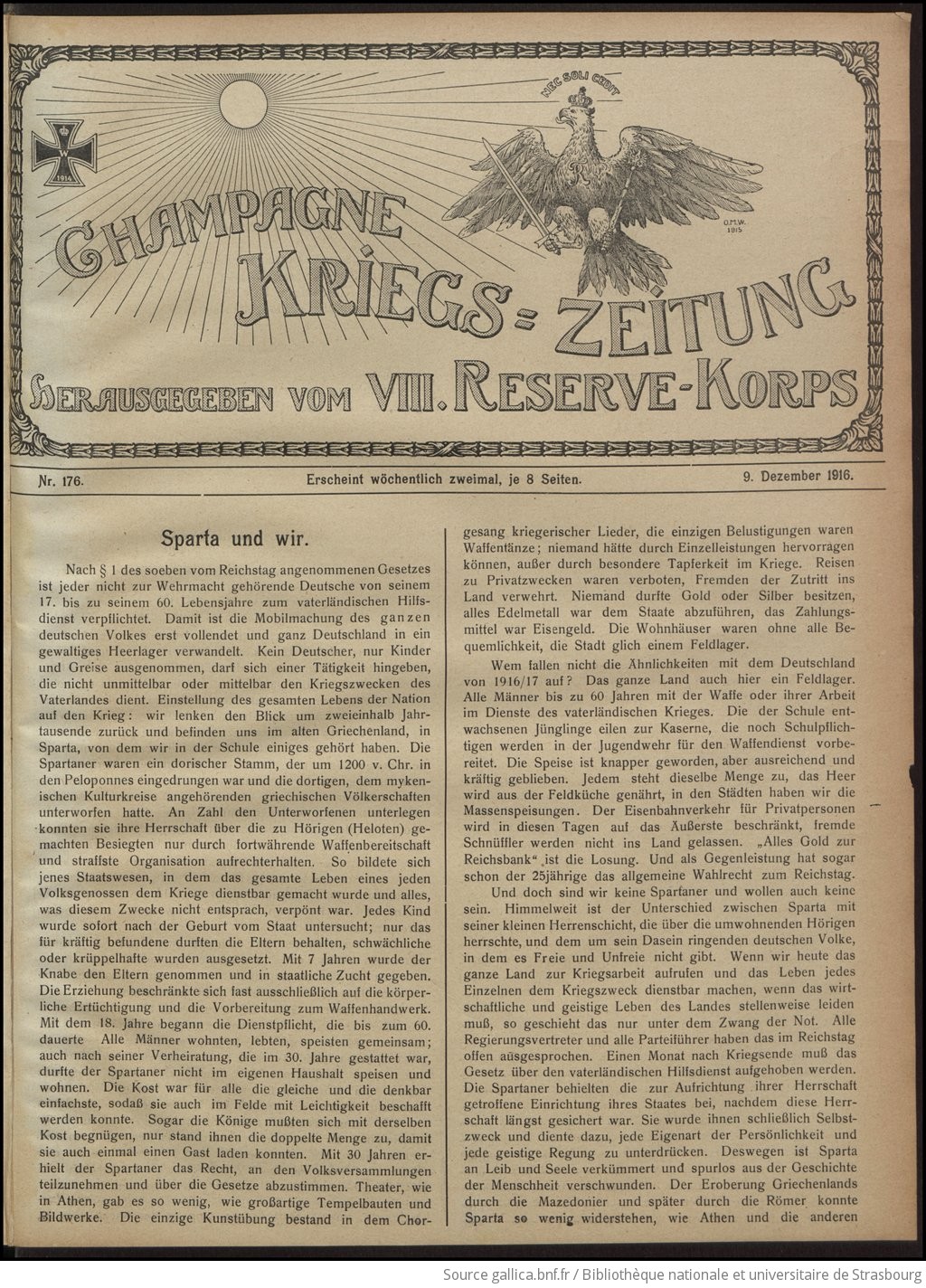 Champagne-Kriegs-Zeitung / Hrsg. Vom 8. Reserve-Korps