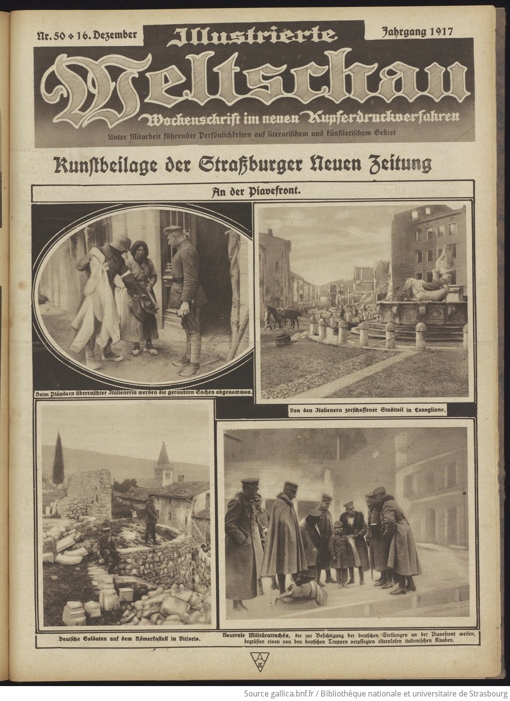 Illustrierte Weltschau: Wochenschrift im neuen Kupferdruckverfahren. Kunstbeilage der Strassburger neuen Zeitung