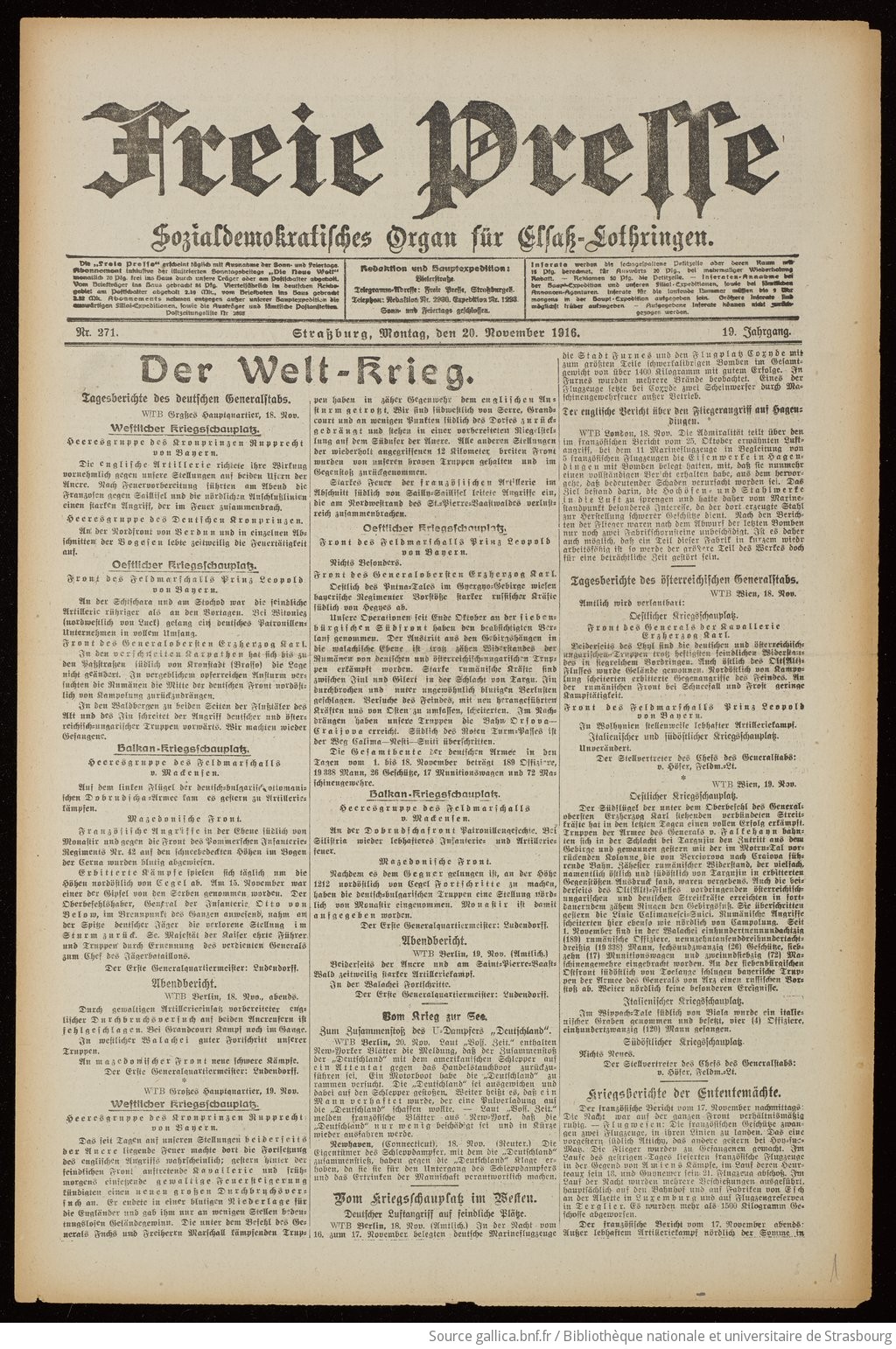 Freie Presse für Elsass-Lothringen
